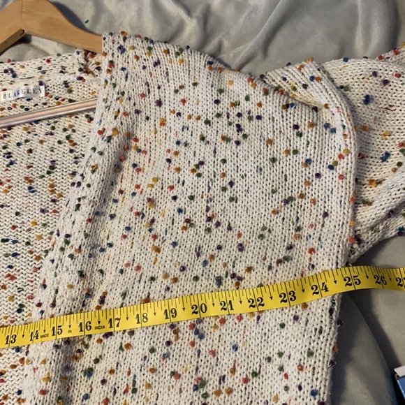 Blakeley size small oversized long open front cardigan confetti rainbow pom pom - Picture 6 of 7